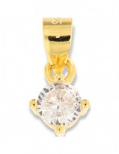 Ciondolo Argento Dorato Punto Luce Zircone Bianco 4MM [4a889eb3]