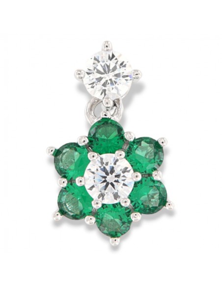 Ciondolo Argento Rodiato Punto Luce Verde Fiore [f2bcb0d6]