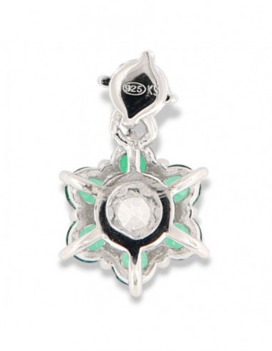 Ciondolo Argento Rodiato Punto Luce Verde Fiore [a6576fe3]