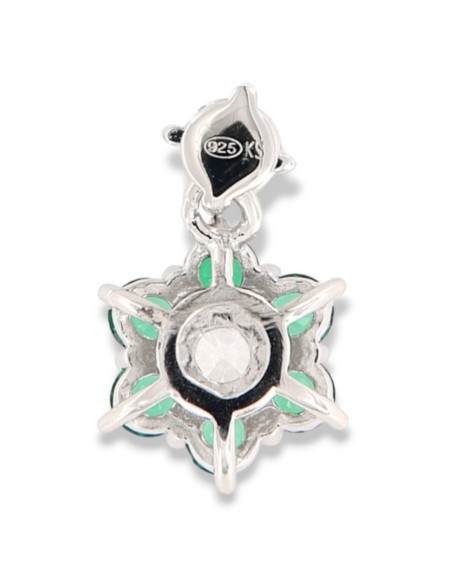Ciondolo Argento Rodiato Punto Luce Verde Fiore [a6576fe3]
