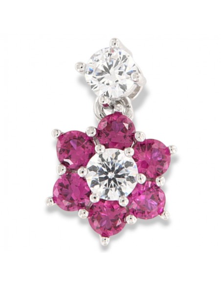 Ciondolo Argento Rodiato Punto Luce Viola Fiore [45a171d2]