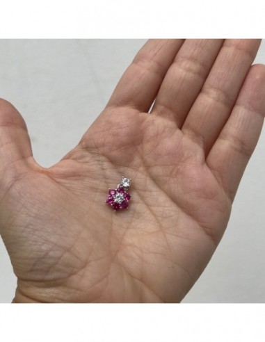 Ciondolo Argento Rodiato Punto Luce Viola Fiore [93b631f8]