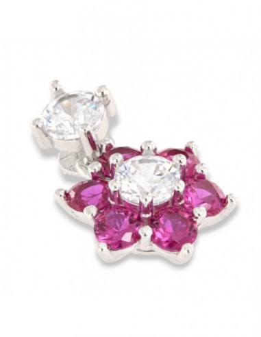 Ciondolo Argento Rodiato Punto Luce Viola Fiore [24abf0fc]