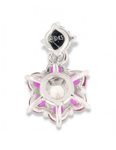Ciondolo Argento Rodiato Punto Luce Viola Fiore [21fbb7e2]
