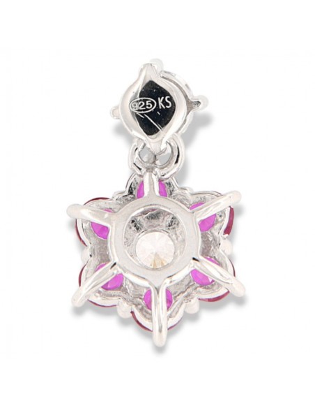 Ciondolo Argento Rodiato Punto Luce Viola Fiore [21fbb7e2]