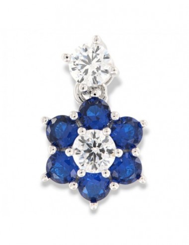 Ciondolo Argento Rodiato Punto Luce Blu Fiore [2b9af3db]