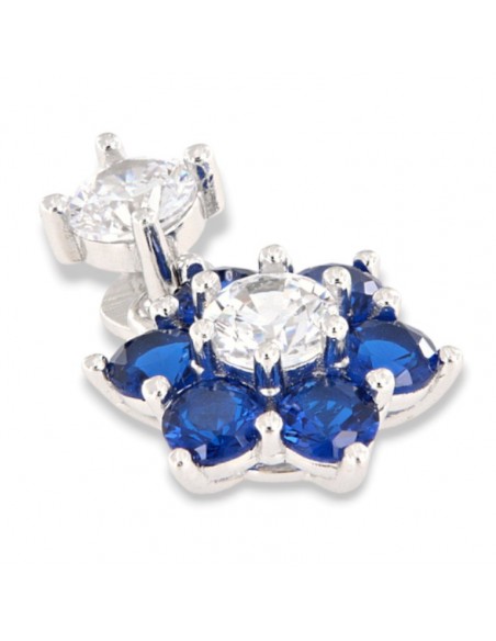 Ciondolo Argento Rodiato Punto Luce Blu Fiore [2af241ff]