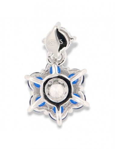 Ciondolo Argento Rodiato Punto Luce Blu Fiore [2fa206e1]