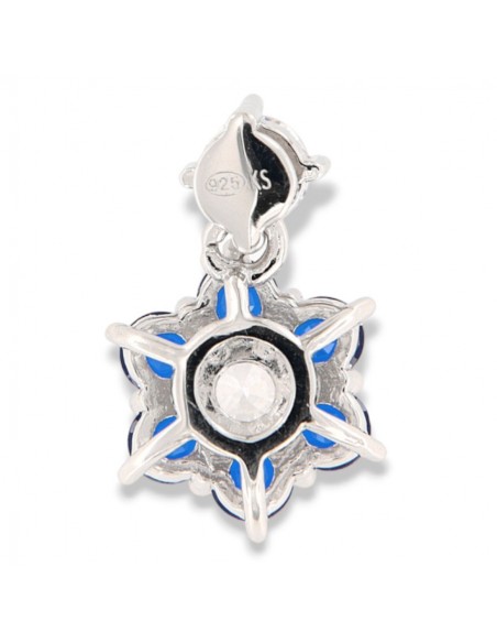Ciondolo Argento Rodiato Punto Luce Blu Fiore [2fa206e1]