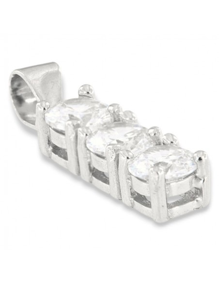 Ciondolo Argento Rodiato Punto luce 3 Zirconi Bianchi 5MM [a2d9b9ca]