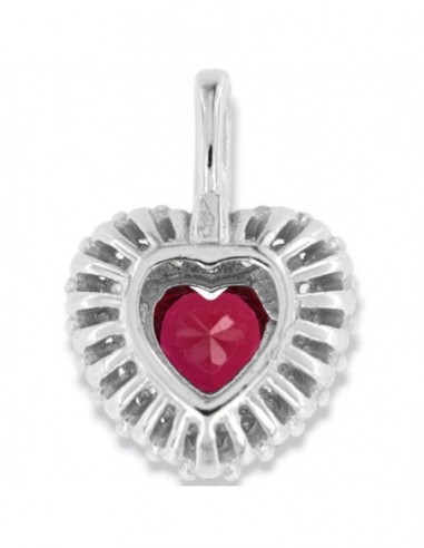 Ciondolo Oro Bianco Cuore Punto Luce Zircone Rosso [73e078db]