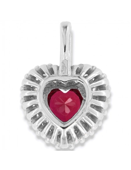 Ciondolo Oro Bianco Cuore Punto Luce Zircone Rosso [73e078db]