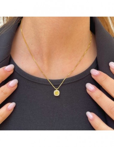Collana Argento Dorato Punto Luce Zirconi Bianchi [1d8738d3]