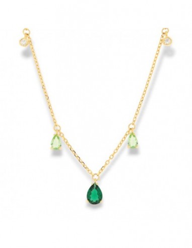 Collana Argento Dorato Punto Luce Verde Goccia [f99b5715]
