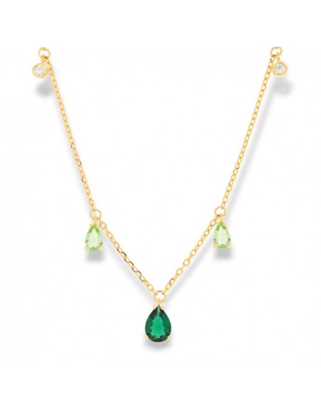Collana Argento Dorato Punto Luce Verde Goccia [f99b5715]
