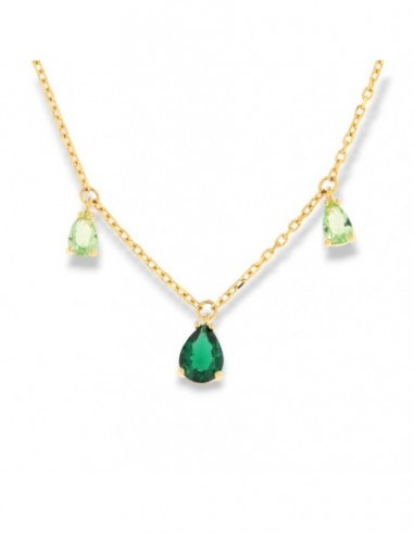 Collana Argento Dorato Punto Luce Verde Goccia [d89aecb0]