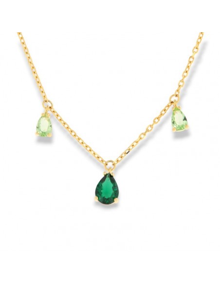 Collana Argento Dorato Punto Luce Verde Goccia [d89aecb0]