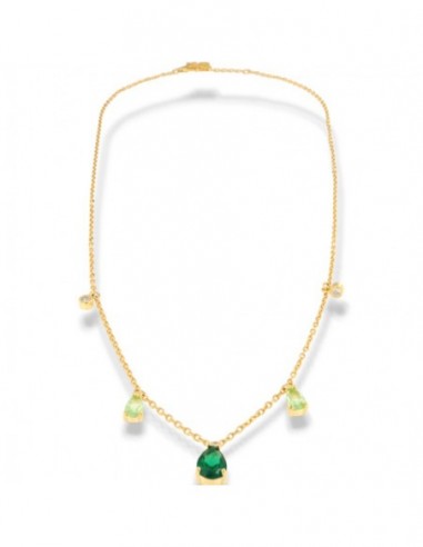 Collana Argento Dorato Punto Luce Verde Goccia [ddcaabae]