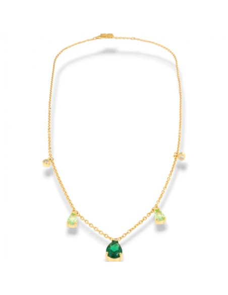 Collana Argento Dorato Punto Luce Verde Goccia [ddcaabae]