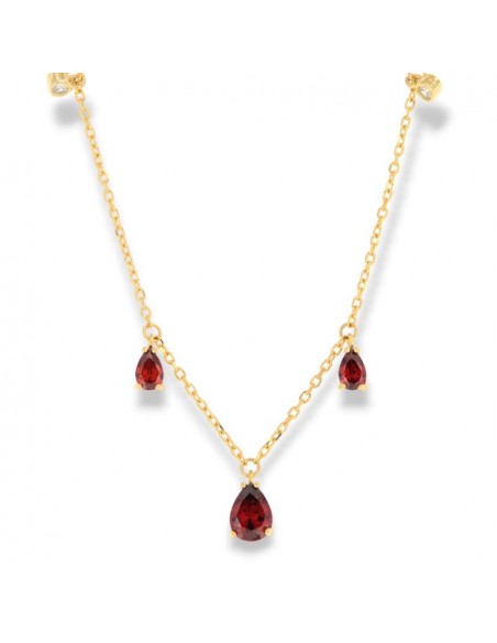 Collana Argento Dorato Punto Luce Rosso Goccia [4e869611]