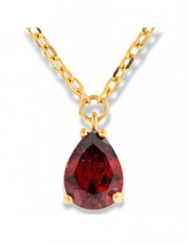 Collana Argento Dorato Punto Luce Rosso Goccia [5f3634b1]