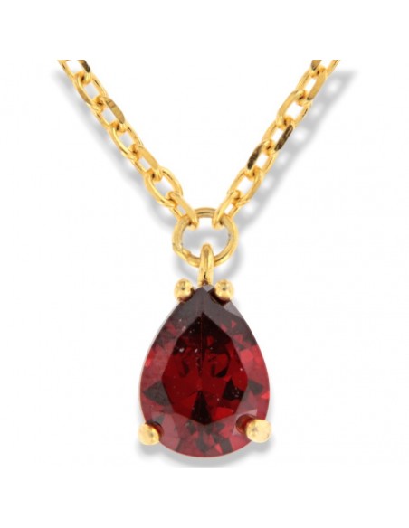 Collana Argento Dorato Punto Luce Rosso Goccia [5f3634b1]
