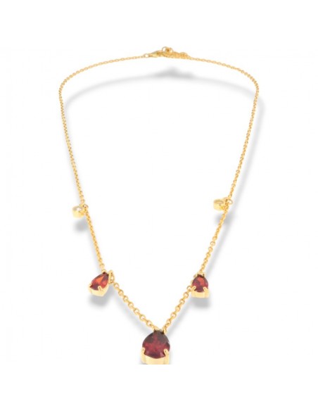 Collana Argento Dorato Punto Luce Rosso Goccia [5a6673af]