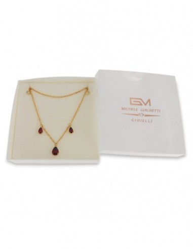 Collana Argento Dorato Punto Luce Rosso Goccia [345df1a6]