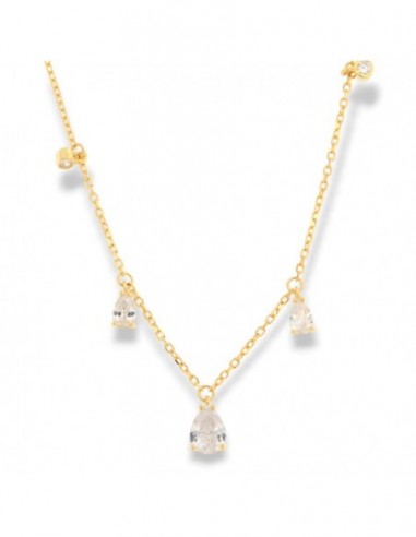 Collana Argento Dorato Punto Luce Bianco Goccia [4bd6d10f]