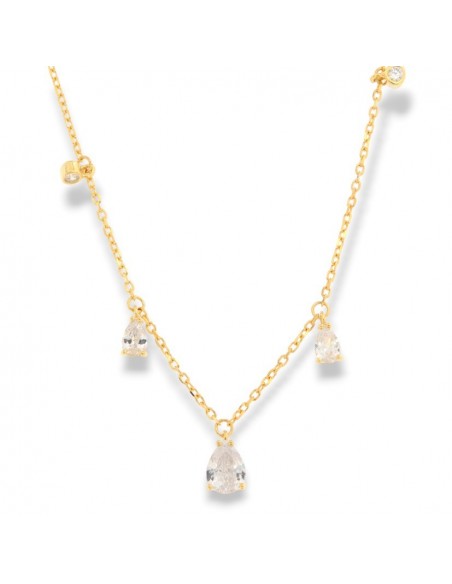 Collana Argento Dorato Punto Luce Bianco Goccia [4bd6d10f]