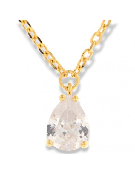 Collana Argento Dorato Punto Luce Bianco Goccia [ca713fb4]