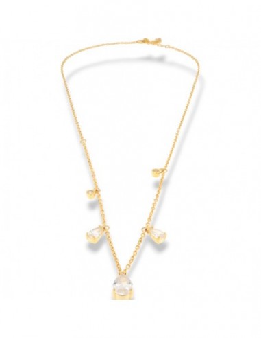 Collana Argento Dorato Punto Luce Bianco Goccia [cf2178aa]