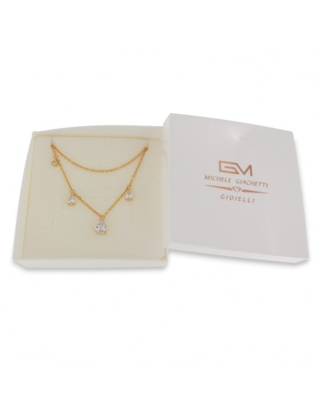 Collana Argento Dorato Punto Luce Bianco Goccia [a11afaa3]