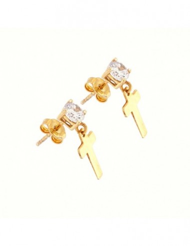 Orecchini Argento Dorato Punto Luce Con Croce [2b659944]