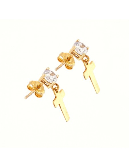 Orecchini Argento Dorato Punto Luce Con Croce [2b659944]