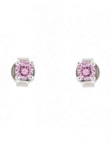Orecchini Argento Rodiato Punto Luce Zirconi Rosa 4MM [1fcfb116]