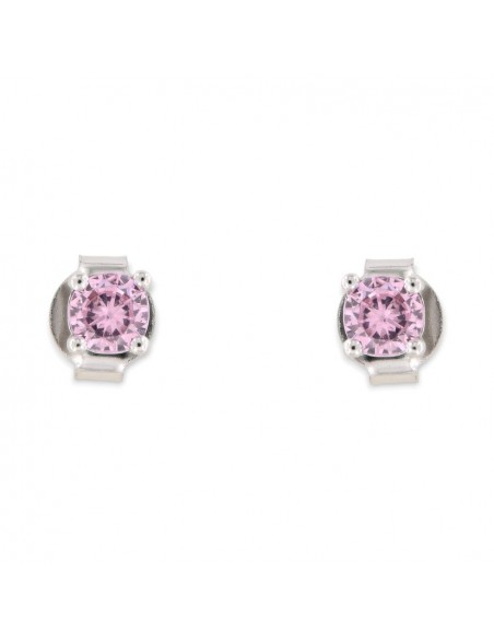 Orecchini Argento Rodiato Punto Luce Zirconi Rosa 4MM [1fcfb116]