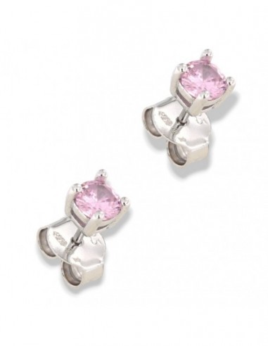 Orecchini Argento Rodiato Punto Luce Zirconi Rosa 4MM [c0aece49]