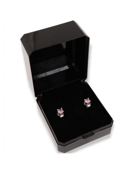 Orecchini Argento Rodiato Punto Luce Zirconi Rosa 4MM [72e34853]