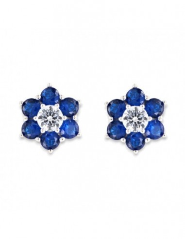 Orecchini Argento Rodiato Punto Luce Fiore Blu [019d6fd5]
