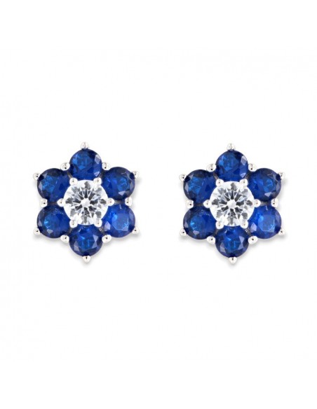 Orecchini Argento Rodiato Punto Luce Fiore Blu [019d6fd5]