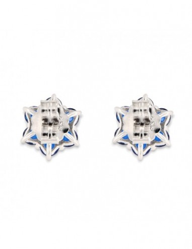 Orecchini Argento Rodiato Punto Luce Fiore Blu [21fea399]
