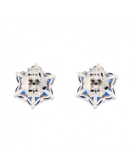 Orecchini Argento Rodiato Punto Luce Fiore Blu [21fea399]