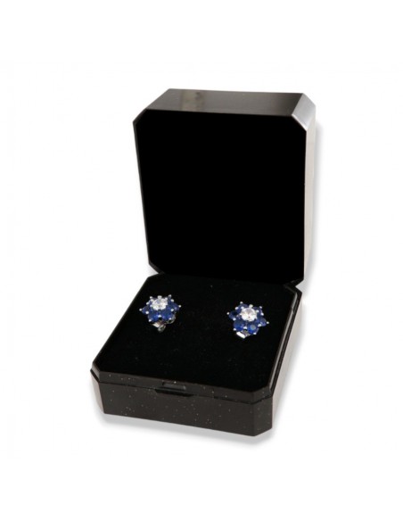 Orecchini Argento Rodiato Punto Luce Fiore Blu [96e3629d]