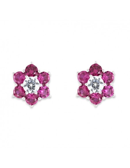 Orecchini Argento Rodiato Punto Luce Fiore Viola [6a2f8c81]
