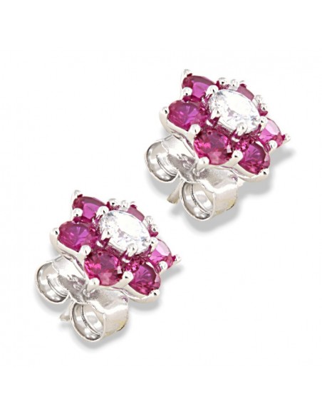 Orecchini Argento Rodiato Punto Luce Fiore Viola [727856e9]