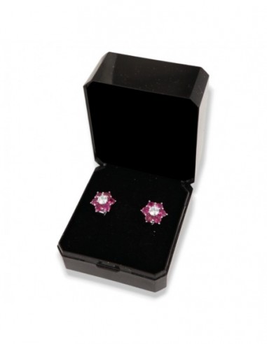 Orecchini Argento Rodiato Punto Luce Fiore Viola [c035d0f3]