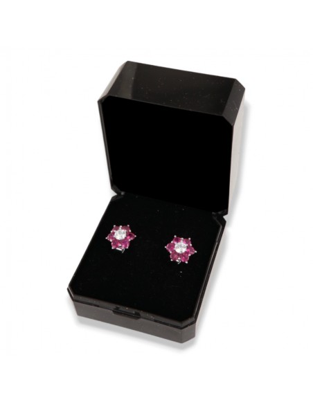 Orecchini Argento Rodiato Punto Luce Fiore Viola [c035d0f3]