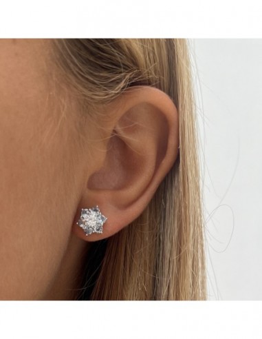 Orecchini Argento Rodiato Punto Luce Fiore Celeste [5e7b2deb]