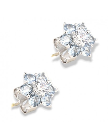 Orecchini Argento Rodiato Punto Luce Fiore Celeste [e966ecef]